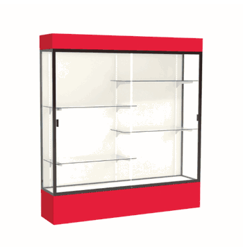 Spirit Red Display Case (Lighted), Plaque Fabric Back w/ Dark Bronze aluminum frame finish, 80"H x 72"W x 16"D - Click to enlarge