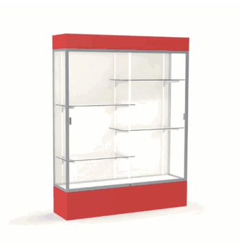 Spirit Red Display Case (Lighted), Plaque Fabric Back w/ Satin Natural aluminum frame finish, 80"H x 60"W x 16"D - Click to enlarge