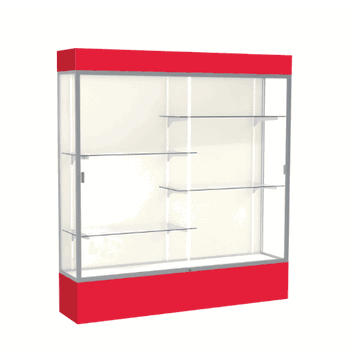 Spirit Red Display Case (Lighted), Plaque Fabric Back w/ Satin Natural aluminum frame finish, 80"H x 72"W x 16"D - Click to enlarge