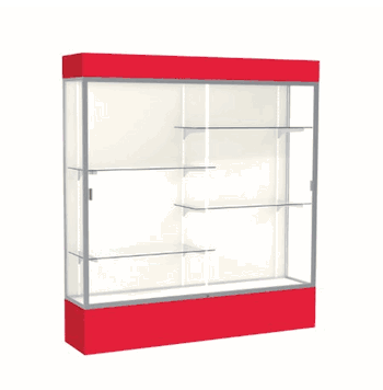 Spirit Red Display Case (Lighted), Plaque Fabric Back w/ Satin Natural aluminum frame finish, 80"H x 72"W x 16"D - Click to enlarge