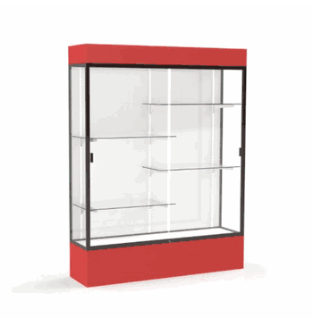 Spirit Red Display Case (Lighted), White Laminate Back w/ Dark Bronze aluminum frame finish, 80"H x 60"W x 16"D - Click to enlarge