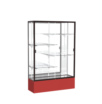 Spirit Red Display Case (Unighted), Mirror Back w/ Dark Bronze aluminum frame finish, 72"H x 48"W x 16"D - Click to enlarge