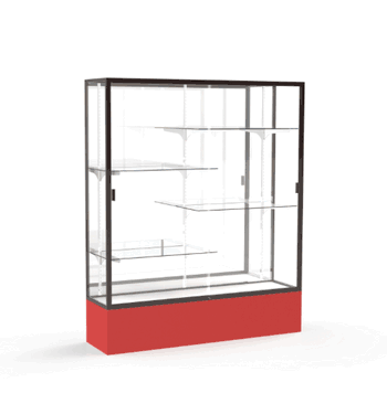 Spirit Red Display Case (Unighted), Mirror Back w/ Dark Bronze aluminum frame finish, 72"H x 60"W x 16"D - Click to enlarge