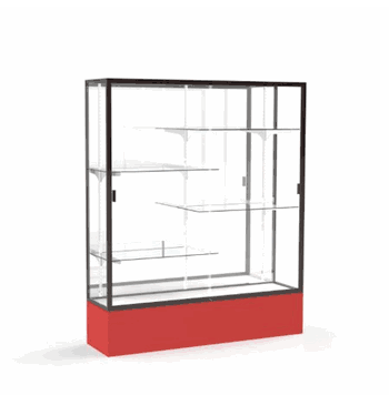 Spirit Red Display Case (Unighted), Mirror Back w/ Dark Bronze aluminum frame finish, 72"H x 60"W x 16"D - Click to enlarge