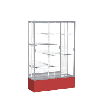 Spirit Red Display Case (Unighted), Mirror Back w/ Satin Natural aluminum frame finish, 72"H x 48"W x 16"D - Click to enlarge