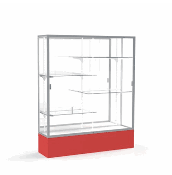 Spirit Red Display Case (Unighted), Mirror Back w/ Satin Natural aluminum frame finish, 72"H x 60"W x 16"D - Click to enlarge