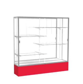 Spirit Red Display Case (Unighted), Mirror Back w/ Satin Natural aluminum frame finish, 72"H x 72"W x 16"D - Click to enlarge