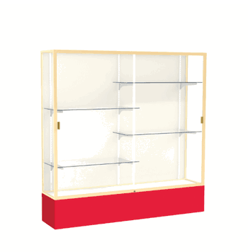 Spirit Red Display Case (Unighted), Plaque Fabric Back w/ Champagne aluminum frame finish, 72"H x 72"W x 16"D - Click to enlarge