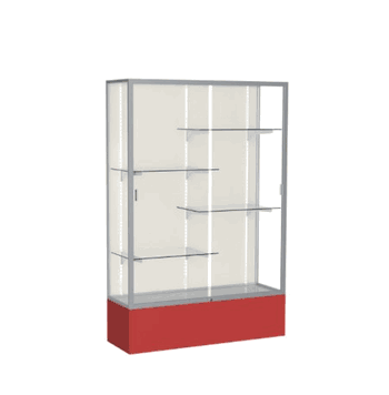 Spirit Red Display Case (Unighted), Plaque Fabric Back w/ Satin Natural aluminum frame finish, 72"H x 48"W x 16"D - Click to enlarge