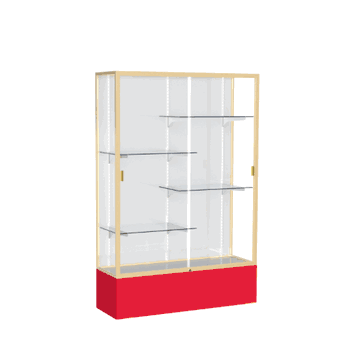 Spirit Red Display Case (Unighted), White Laminate Back w/ Champagne aluminum frame finish, 72"H x 48"W x 16"D - Click to enlarge