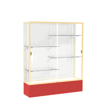 Spirit Red Display Case (Unighted), White Laminate Back w/ Champagne aluminum frame finish, 72"H x 60"W x 16"D - Click to enlarge