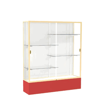Spirit Red Display Case (Unighted), White Laminate Back w/ Champagne aluminum frame finish, 72"H x 60"W x 16"D - Click to enlarge