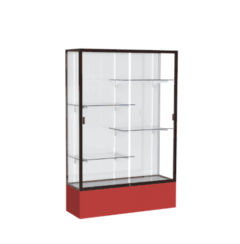 Spirit Red Display Case (Unighted), White Laminate Back w/ Dark Bronze aluminum frame finish, 72"H x 48"W x 16"D - Click to enlarge