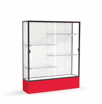 Spirit Red Display Case (Unighted), White Laminate Back w/ Dark Bronze aluminum frame finish, 72"H x 60"W x 16"D - Click to enlarge
