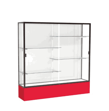 Spirit Red Display Case (Unighted), White Laminate Back w/ Dark Bronze aluminum frame finish, 72"H x 72"W x 16"D - Click to enlarge