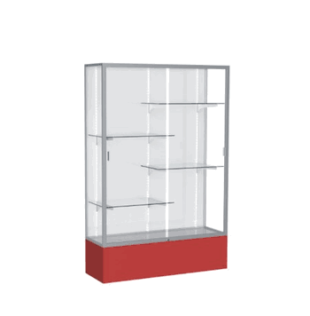 Spirit Red Display Case (Unighted), White Laminate Back w/ Satin Natural aluminum frame finish, 72"H x 48"W x 16"D - Click to enlarge