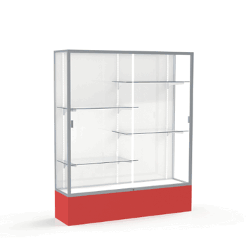 Spirit Red Display Case (Unighted), White Laminate Back w/ Satin Natural aluminum frame finish, 72"H x 60"W x 16"D - Click to enlarge
