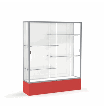 Spirit Red Display Case (Unighted), White Laminate Back w/ Satin Natural aluminum frame finish, 72"H x 60"W x 16"D - Click to enlarge
