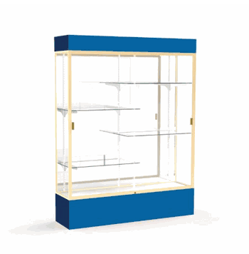 Spirit Royal Blue Display Case (Lighted), Mirror Back w/ Champagne aluminum frame finish, 80"H x 60"W x 16"D - Click to enlarge
