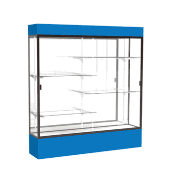 Spirit Royal Blue Display Case (Lighted), Mirror Back w/ Dark Bronze aluminum frame finish, 80"H x 72"W x 16"D - Click to enlarge