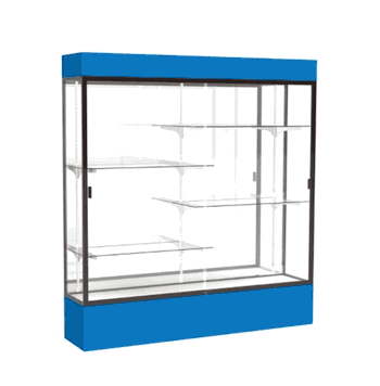 Spirit Royal Blue Display Case (Lighted), Mirror Back w/ Dark Bronze aluminum frame finish, 80"H x 72"W x 16"D - Click to enlarge