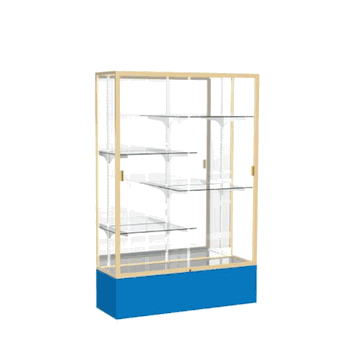 Spirit Royal Blue Display Case (Unighted), Mirror Back w/ Champagne aluminum frame finish, 72"H x 48"W x 16"D - Click to enlarge