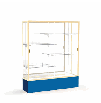Spirit Royal Blue Display Case (Unighted), Mirror Back w/ Champagne aluminum frame finish, 72"H x 60"W x 16"D - Click to enlarge