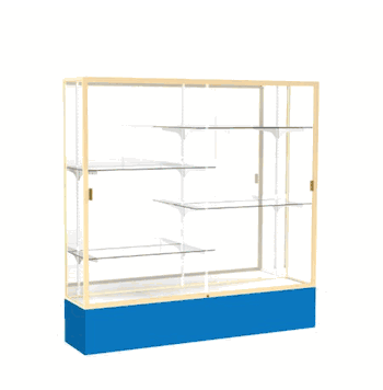 Spirit Royal Blue Display Case (Unighted), Mirror Back w/ Champagne aluminum frame finish, 72"H x 72"W x 16"D - Click to enlarge