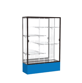 Spirit Royal Blue Display Case (Unighted), Mirror Back w/ Dark Bronze aluminum frame finish, 72"H x 48"W x 16"D - Click to enlarge