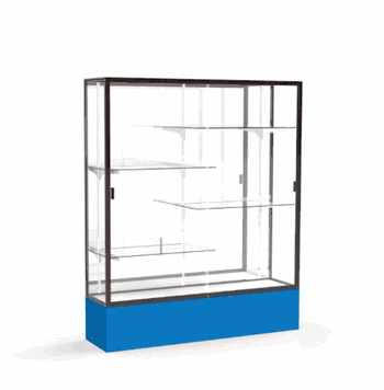 Spirit Royal Blue Display Case (Unighted), Mirror Back w/ Dark Bronze aluminum frame finish, 72"H x 60"W x 16"D - Click to enlarge