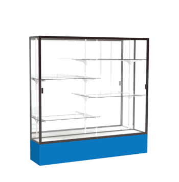 Spirit Royal Blue Display Case (Unighted), Mirror Back w/ Dark Bronze aluminum frame finish, 72"H x 72"W x 16"D - Click to enlarge