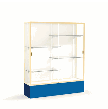 Spirit Royal Blue Display Case (Unighted), Plaque Fabric Back w/ Champagne aluminum frame finish, 72"H x 60"W x 16"D - Click to enlarge