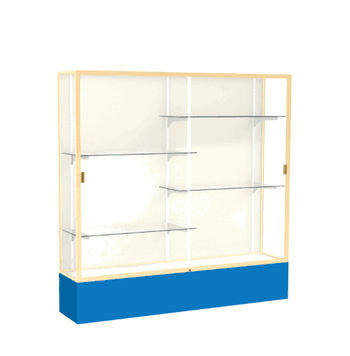 Spirit Royal Blue Display Case (Unighted), Plaque Fabric Back w/ Champagne aluminum frame finish, 72"H x 72"W x 16"D - Click to enlarge