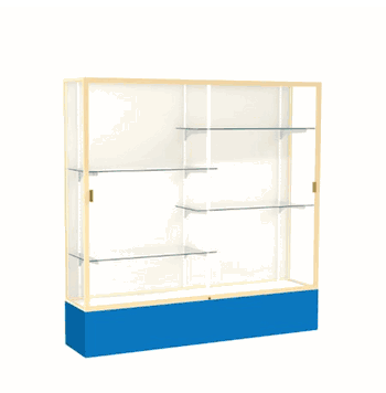 Spirit Royal Blue Display Case (Unighted), Plaque Fabric Back w/ Champagne aluminum frame finish, 72"H x 72"W x 16"D - Click to enlarge