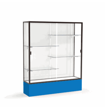 Spirit Royal Blue Display Case (Unighted), Plaque Fabric Back w/ Dark Bronze aluminum frame finish, 72"H x 60"W x 16"D - Click to enlarge