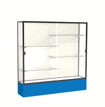 Spirit Royal Blue Display Case (Unighted), Plaque Fabric Back w/ Dark Bronze aluminum frame finish, 72"H x 72"W x 16"D - Click to enlarge
