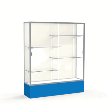 Spirit Royal Blue Display Case (Unighted), Plaque Fabric Back w/ Satin Natural aluminum frame finish, 72"H x 60"W x 16"D - Click to enlarge