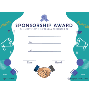 Sponsorship Award Certificate - Free Template - Click to enlarge