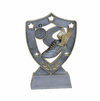 Star Shield Series - Track Shoe & Stop Watch Trophy - Click to enlarge