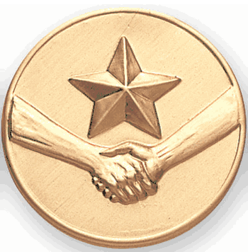 Star With Handshake Litho Medal Insert - Click to enlarge