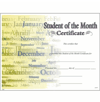 Student of the Month Certificates - Click to enlarge