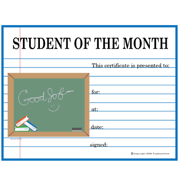 Student Of The Month Free Template - Click to enlarge
