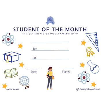Student of the Month Free Template (Female) - Click to enlarge