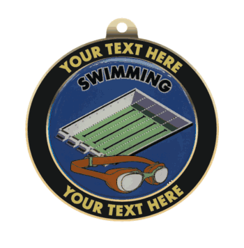 Swimming Insert Medal with Personalized Rim - Click to enlarge