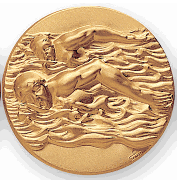 Swimming (Men's Freestyle) Litho Medal Insert - Click to enlarge