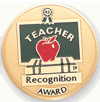 Teacher Recognition Award Medal Insert (Etched) - Click to enlarge