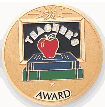 Teacher's Award Medal Insert (Etched) - Click to enlarge