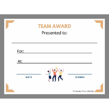 Team Award Certificate - Free Template - Click to enlarge