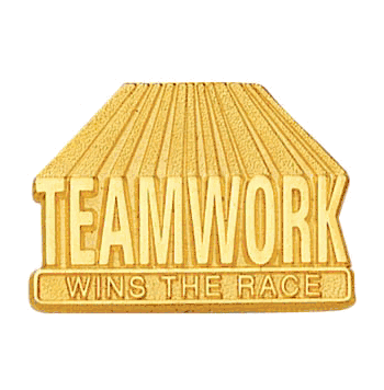 Teamwork Wins The Race Lapel Pin - Click to enlarge