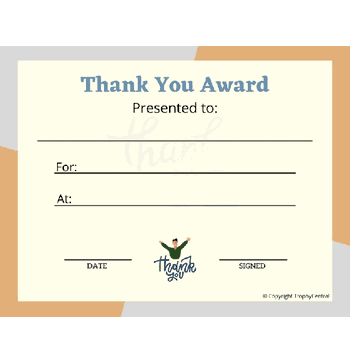 Thank You Award Certificate - Free Template - Click to enlarge